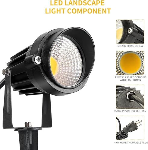 Miniatura 4 de kooplicht Luces LED de color blanco cálido para exteriores, focos de paisaje de 3000 K, luces de jardín impermeables IP65 de 12 W, iluminación COB