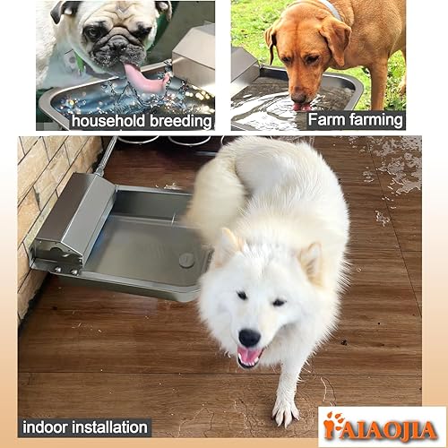 Miniatura 3 de Dispensador automático de agua para perros, 2 galones, tazón de agua para perros de acero inoxidable 304 para interiores y exteriores, cuenco de