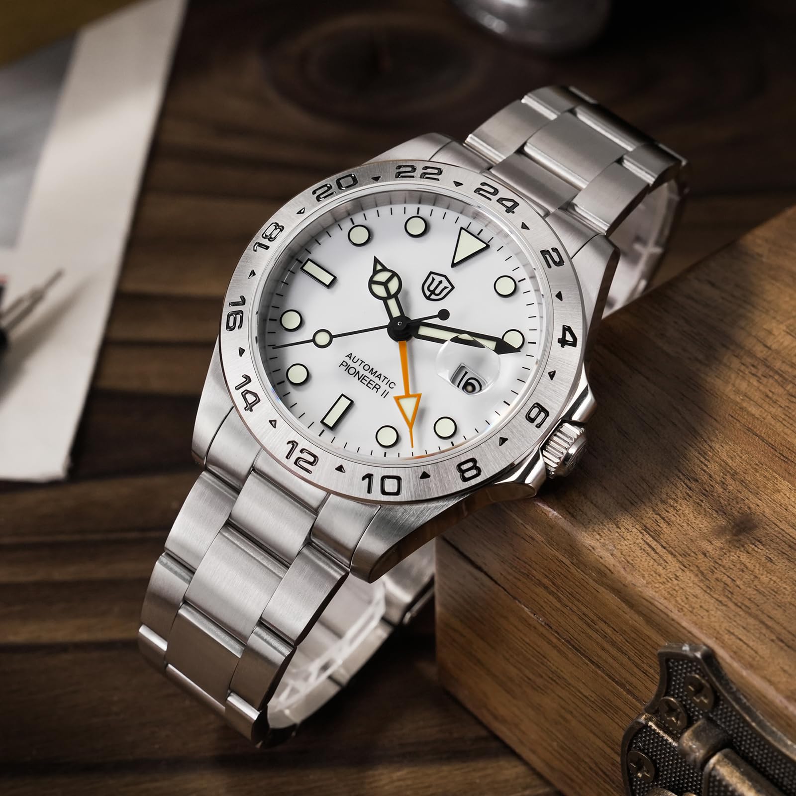 watchdives Zegarek automatyczny GMT WD1993 Dual Time Zone Dive Zegarek na rękę 40 mm szafirowy kryształ 100 m wodoodporne zegarki dla mężczyzn