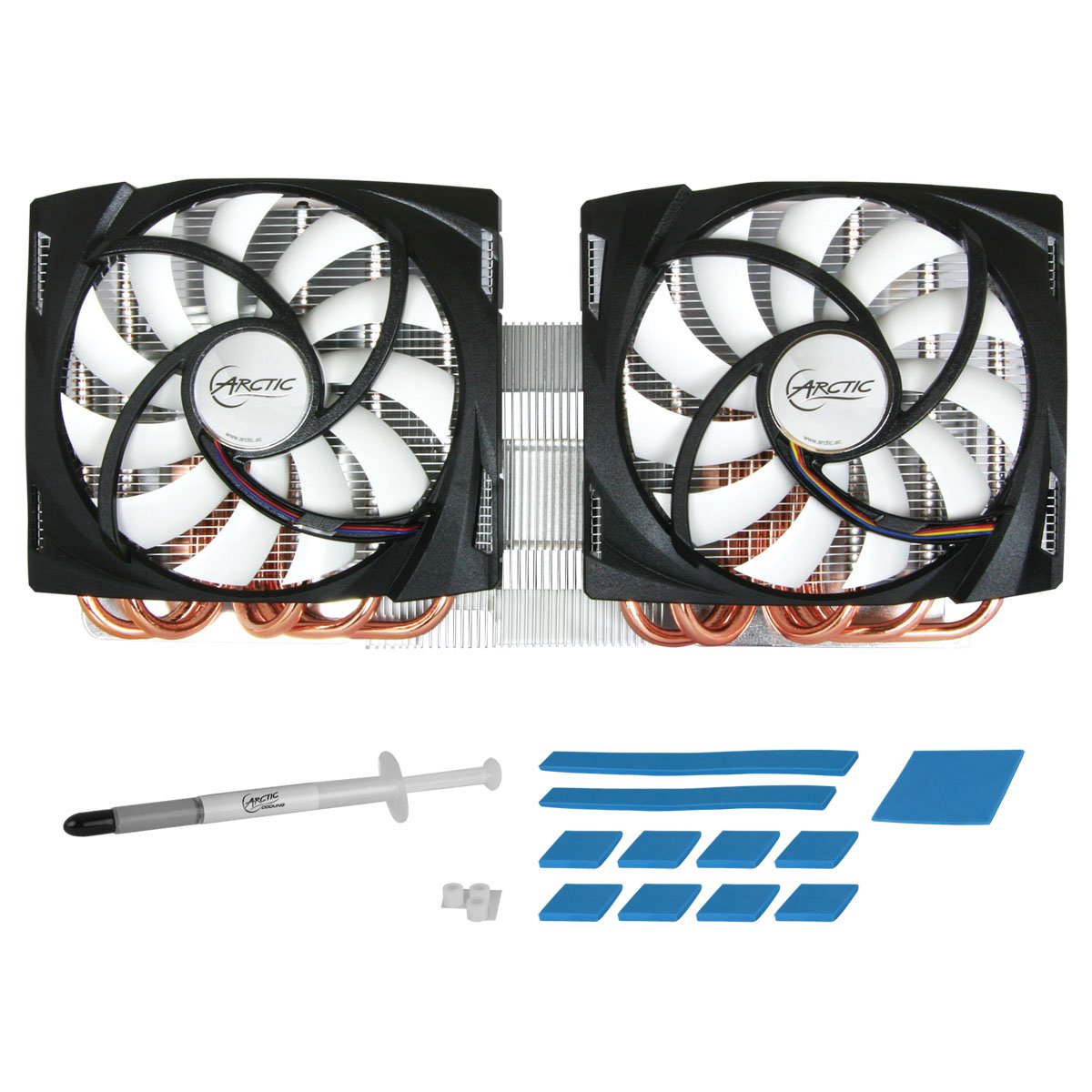 Arctic Cooling Accelero Twin Turbo 6990 - Ventilador de tarjetas gráficas (1500 RPM, 12 cm), negro y blanco