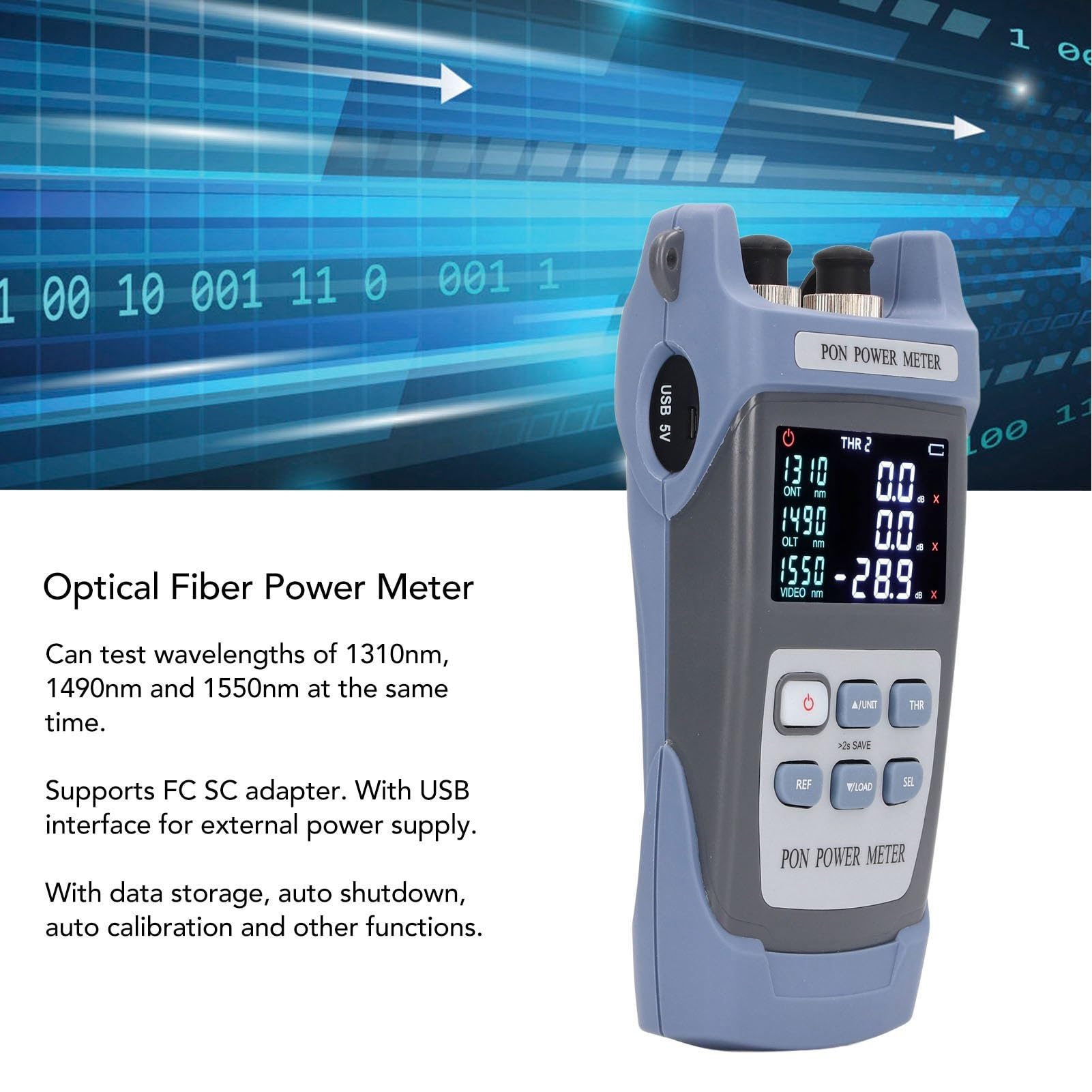 Misuratore di potenza ottica con display digitale, tester for cavi ottici PON, kit di strumenti di prova, tester di potenza ottica