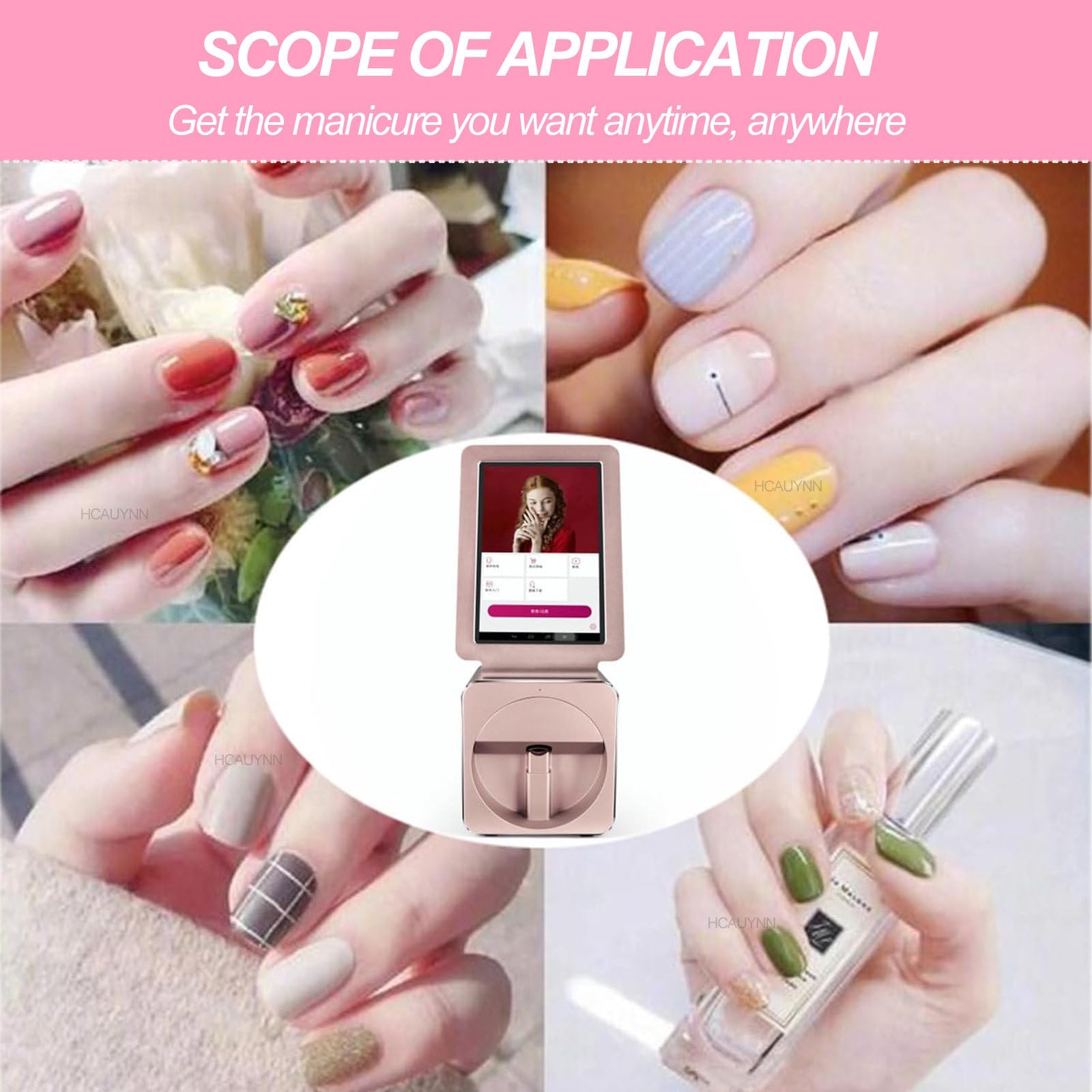 Stampante Automatica Per Nail Art Con Schermo, Con Controllo Touch Screen A Led, Supporta Connessione Wi-Fi, Per Salone Di Bellezza E Cura Personale A Casa,RoseGold