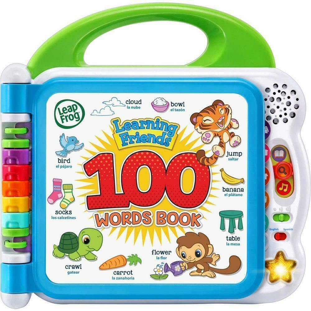 Learning Friends 100 Words Book, Bilingual Baby Book with Interactive Touch and Sound, Early Learning Toy for Toddlers Aged 18+ M, Build Vocabulary with Fun Animal Friends, English Version