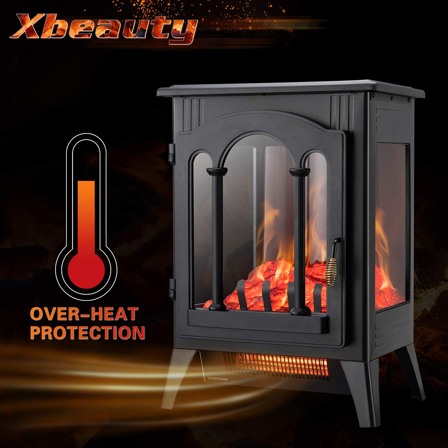 Xbeauty Electric Fireplace Stove, Freestanding Fireplace Heater with
