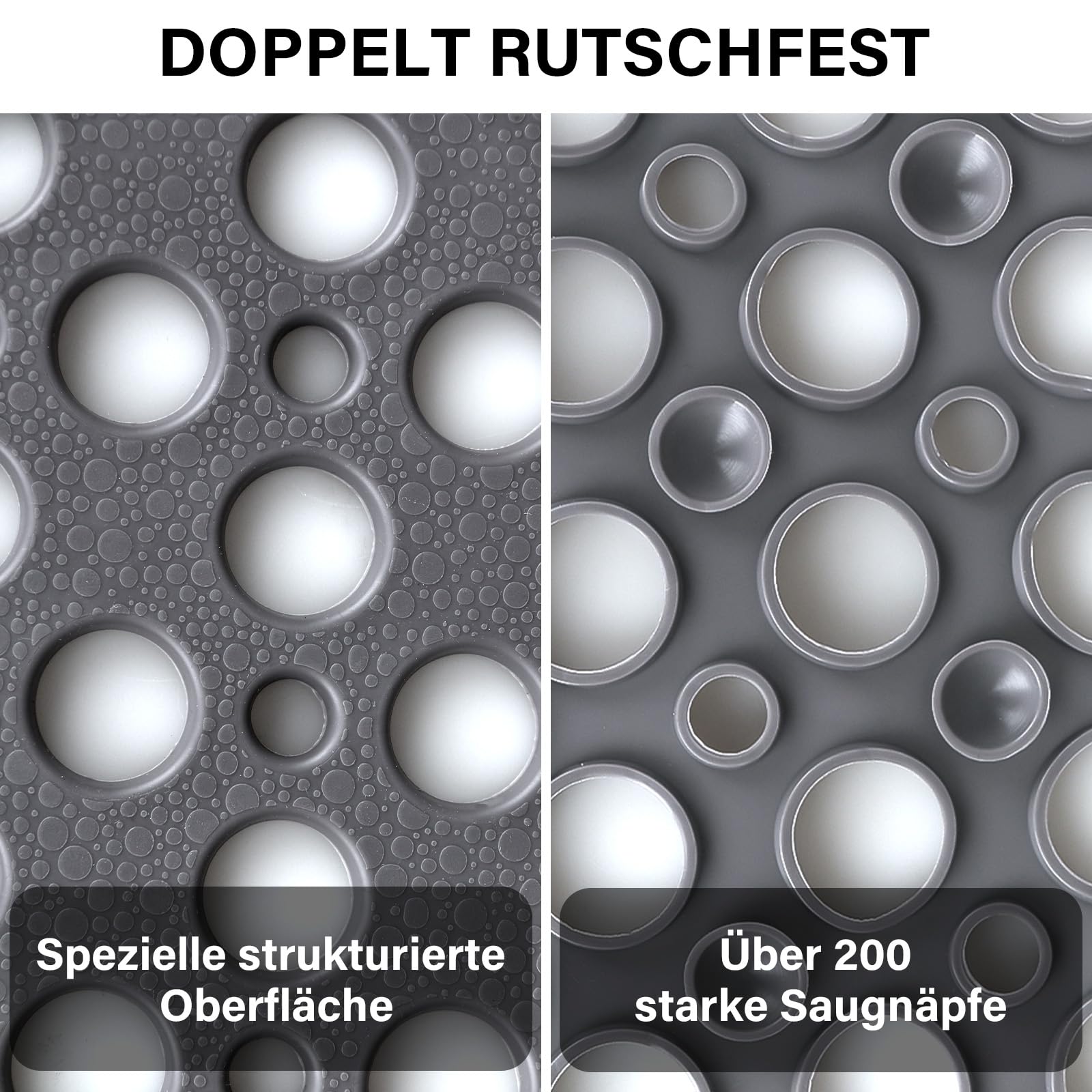 Extra Groß Duschmatte rutschfest 60x90cm: Weiche komfortable TPE Antirutschmatte Dusche mit großen Ablauflöchern und Saugnäpfen - Schnelltrocknend Maschinenwaschbar Duscheinlage