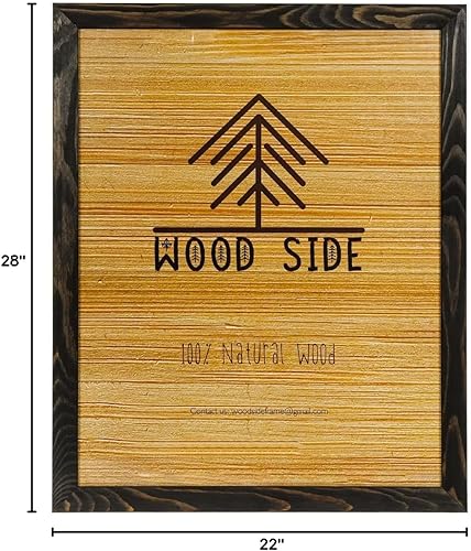 Miniatura 7 de Marco de fotos de madera rústica para póster de 22 x 28 pulgadas, madera envejecida ecológica maciza natural para montaje en pared, color carbón