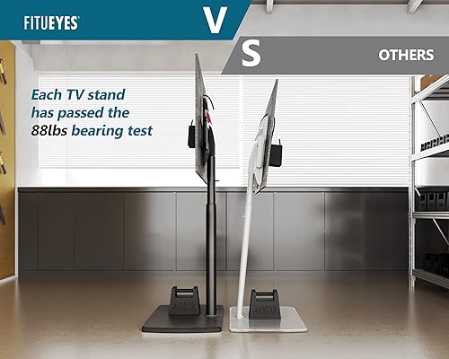 Miniatura 29 de FITUEYES Soporte de TV de suelo para dormitorio, sala de estar, soporte de TV de esquina alto para televisores de 32, 37, 43, 50, 55, 60, 65, 70