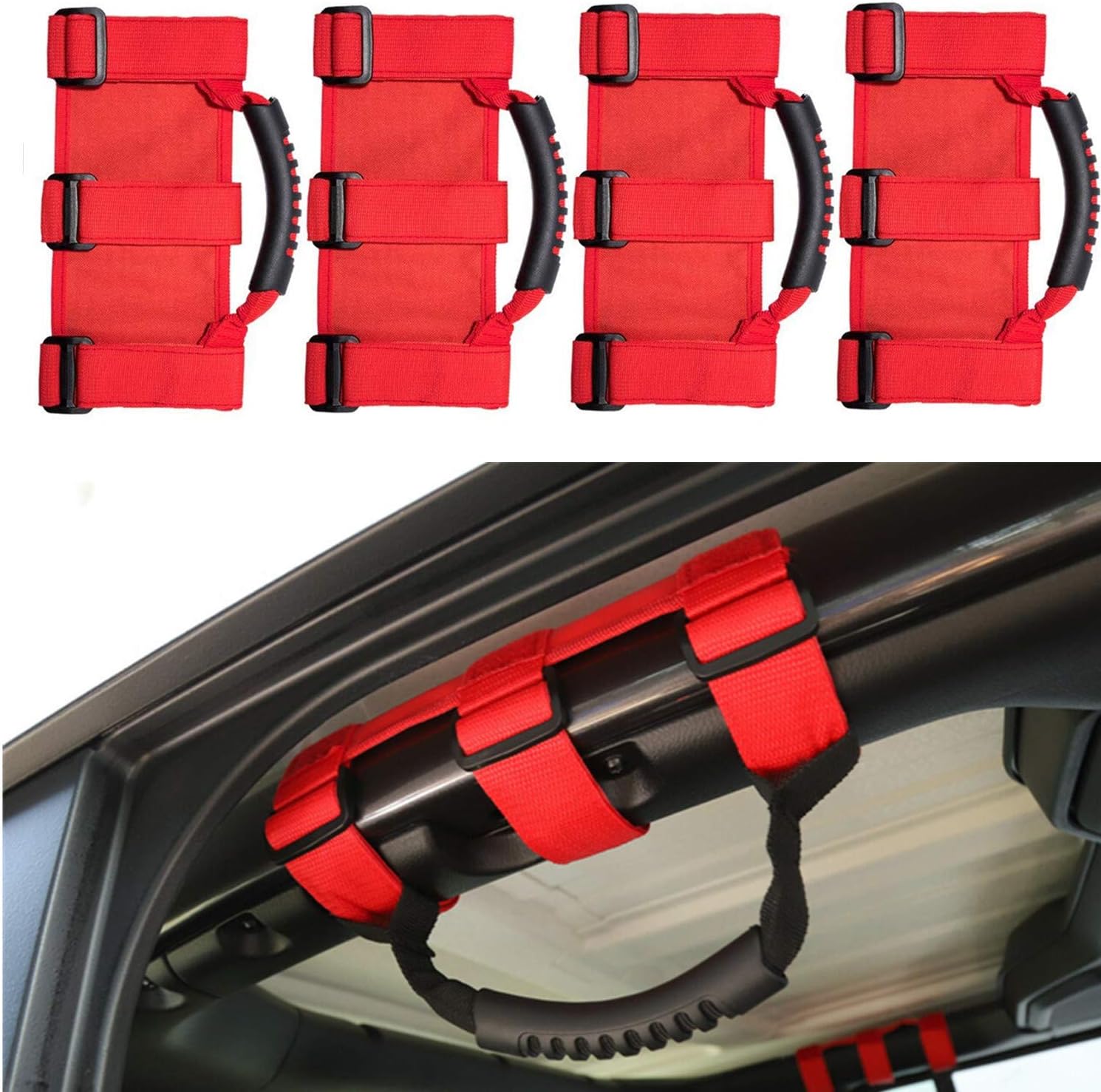 Wrangler Roll Bar Grab Handles, Grip Handle for Handles Wrangler JL Accessories, Fits 1955-2019 Models JK JL JKU CJ CJ5 CJ7 YJ TJ