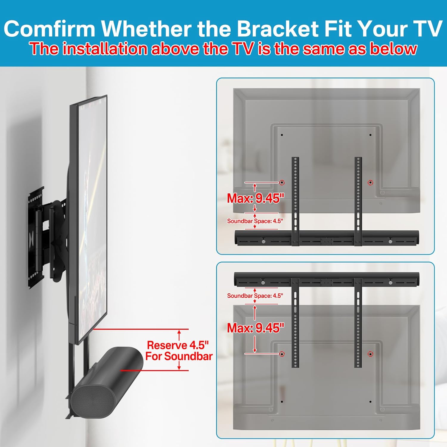 Heavy Duty Soundbar Mount for Sonos Arc TV Mount and Sonos Arc Ultra TV Mount - Height Adjustable Sound Bar Mounts for Sonos Arc & Arc Ultra Mounts Under TVs Mounting Bracket Easy to Install