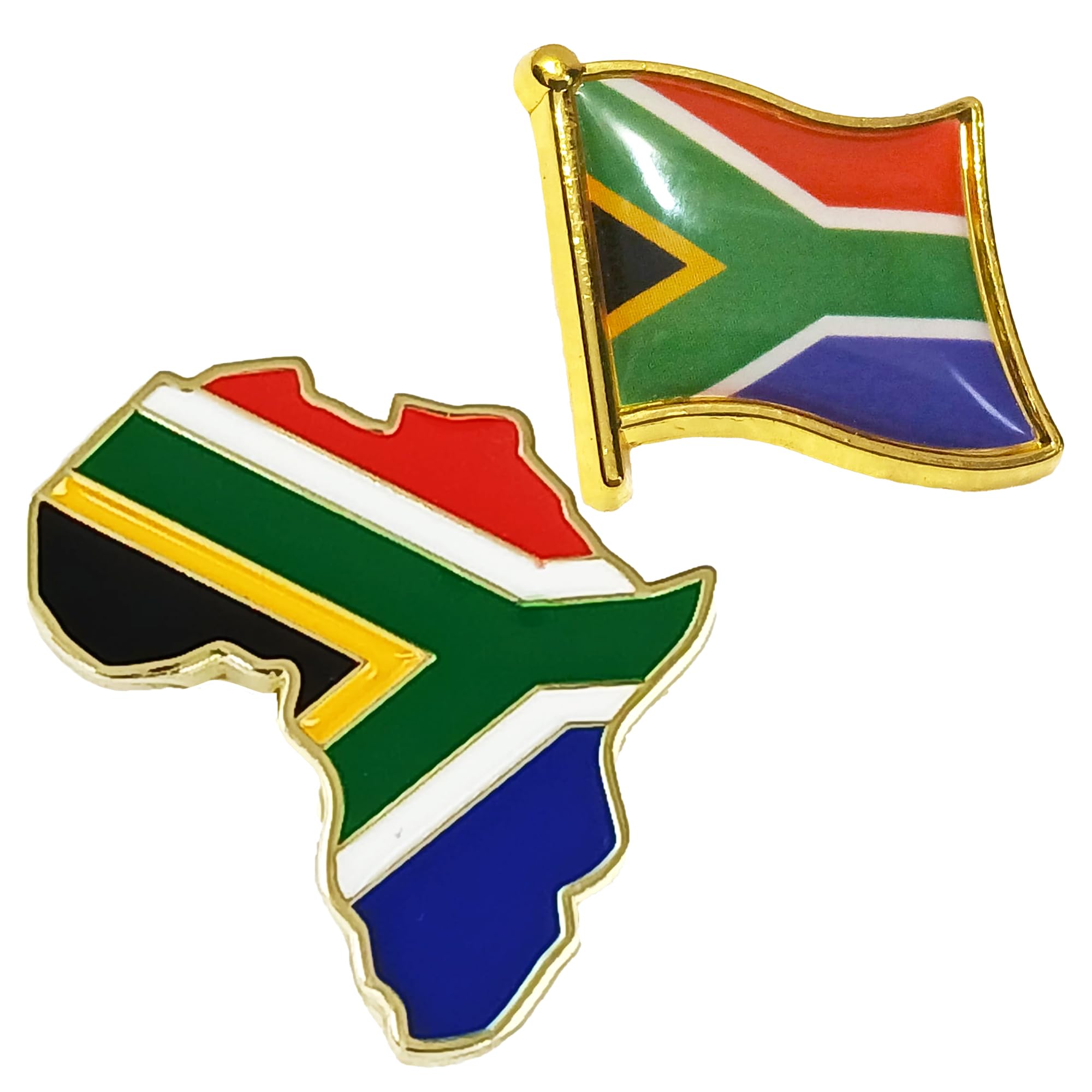 2 Pack African Shape Country Lapel Pin Badge + Flag brooch | African Emblem | Button Souvenir Cultural Pride