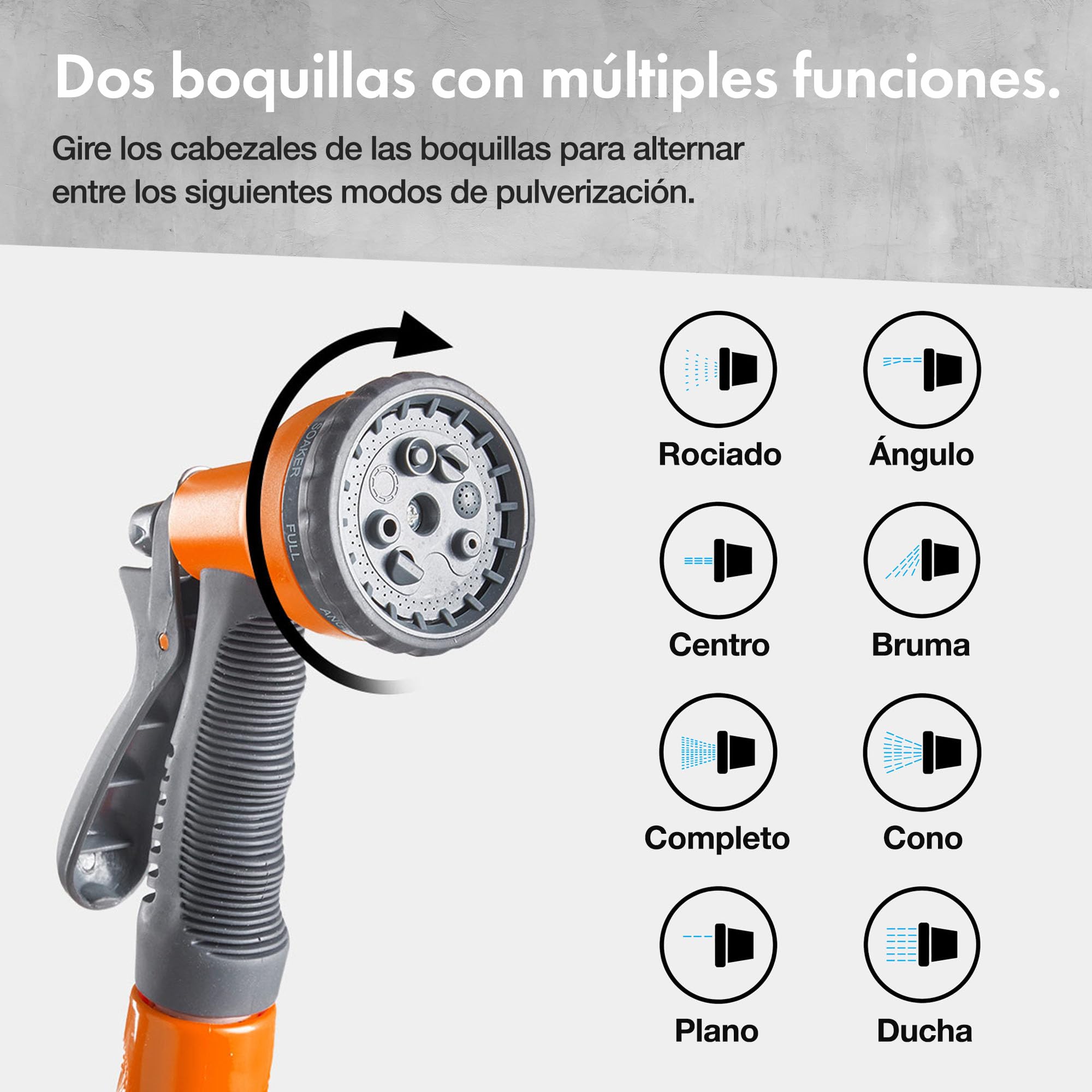 VonHaus Enrollador de Manguera de 20 m: Enrollador de Manguera de pared para Jardín, Retráctil, con Bloqueo Automático, incluye Accesorios de Montaje y pistola rociadora con 8 funciones