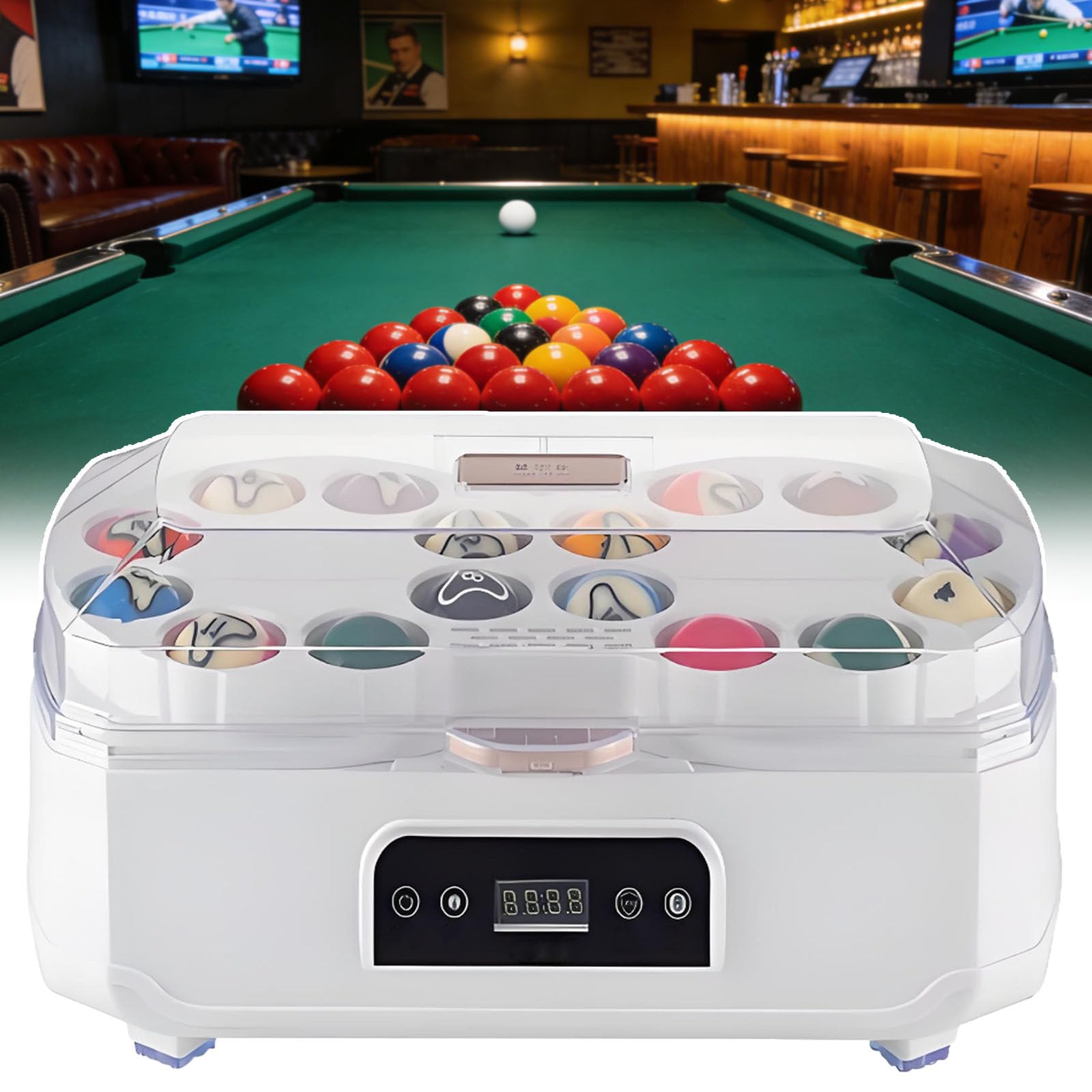 BOOZXCV Pool Ball Cleaner Machine Professional Automatic,Billiard Ball Cleaner With Vortex Dual-Rotating Discs, Pool Ball Polishing&Cleaning Machine, Heat Dissipation,For Snooker/8-Ball (WithDrying)