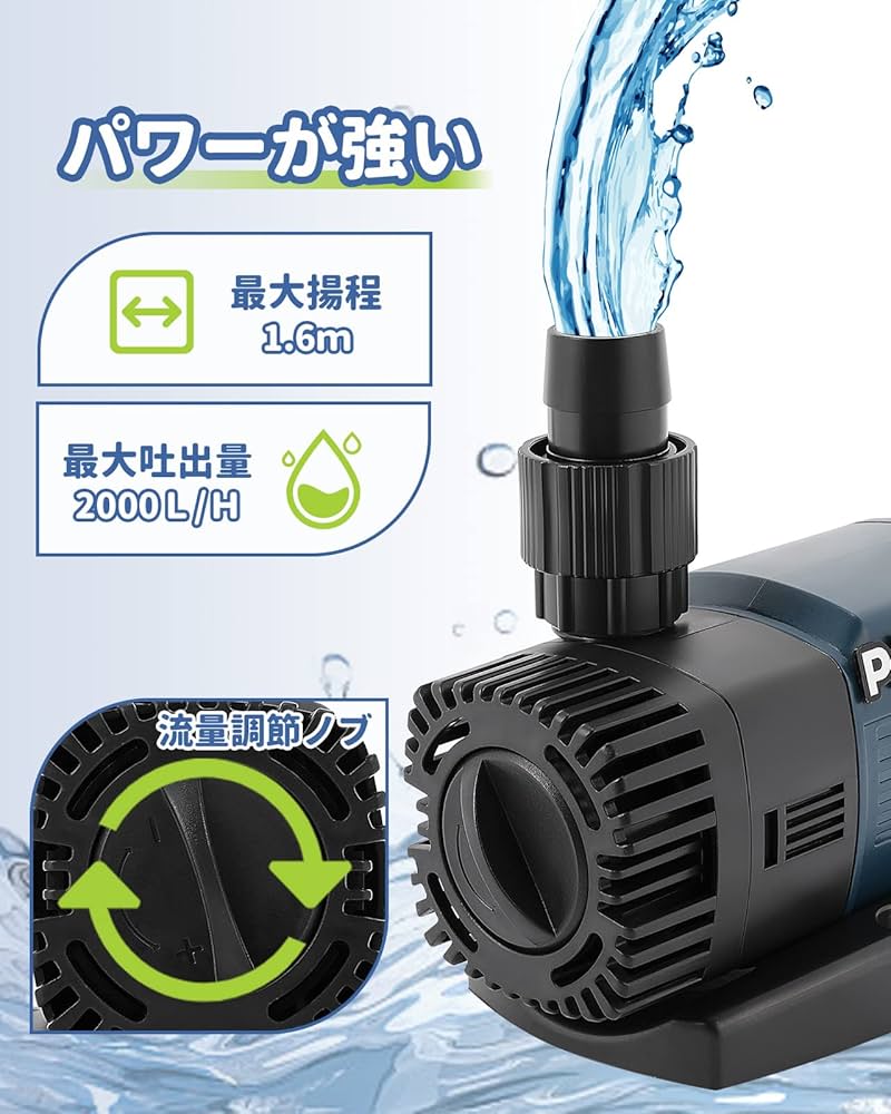 Amazon.co.jp: Poafamx 水中ポンプ 排水ポンプ 吐出量5800L/H 最大揚程