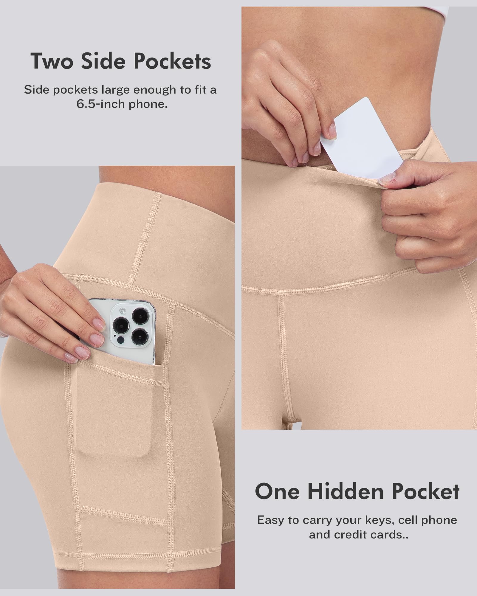 LZYVOO Biker-Spandex-Shorts für Damen, hohe Taille, Bauchkontrolle, Workout, Yoga-Shorts mit Taschen
