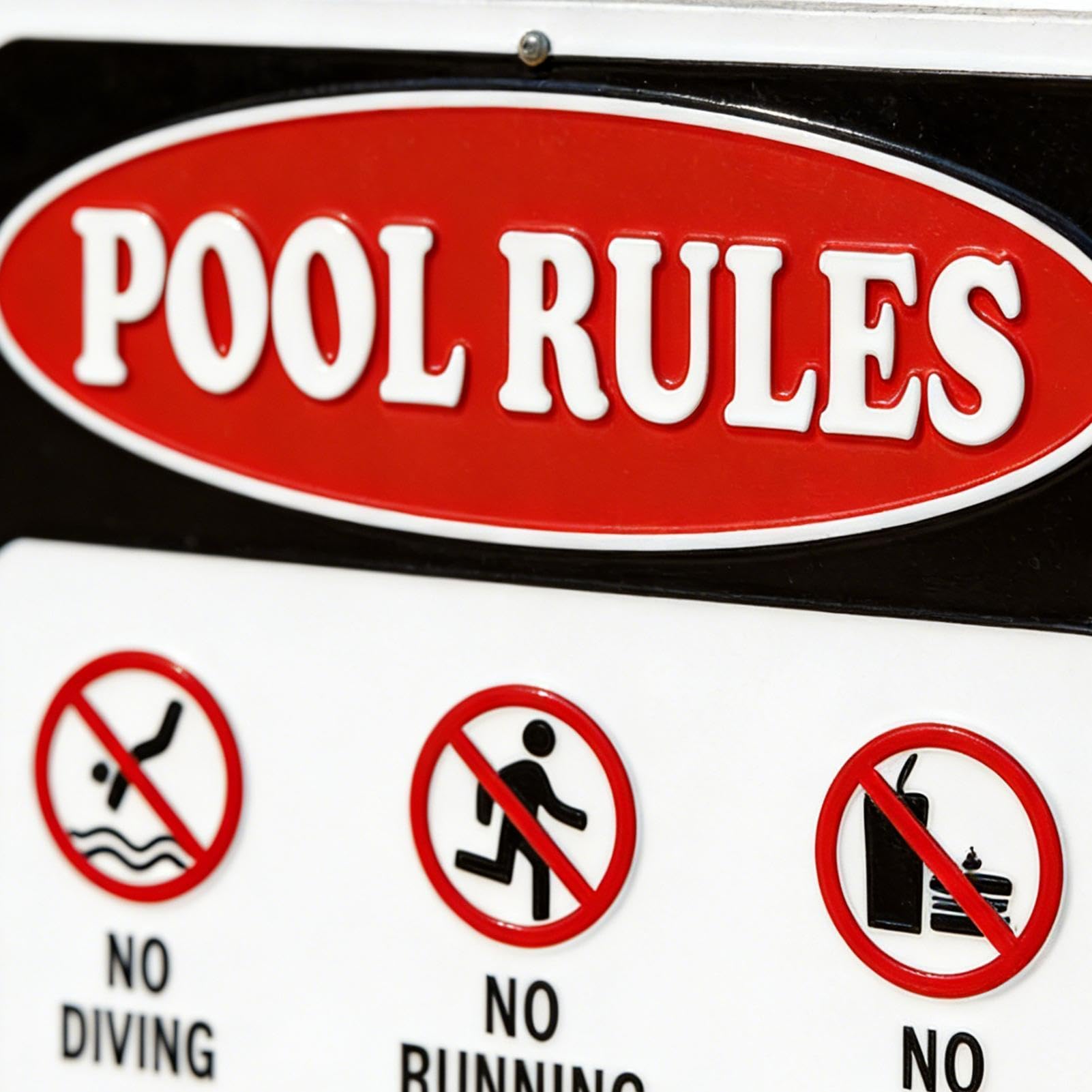 Pool Rules Sign - 8x12 Inch Decorative Plate for Outdoor Decor | Funny Poolside Warning Sign, Waterproof Wall Plaques Perfect for Beach Swimming Backyard Deck Door House Gym Home