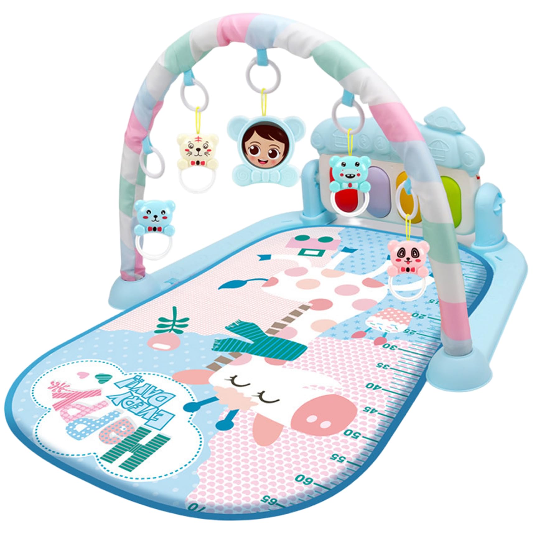 Alfombra de juegos para gimnasio para bebés con música y luz Centro de actividades para bebés fácil y seguro con colgante de sonajero Tapete para el tiempo boca abajo Juguetes para recién nacidos.