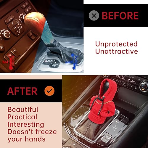 Miniatura 3 de Yajeea Sudadera con capucha para palanca de cambios de automóvil, divertida sudadera con capucha para decoración de automóvil, cubierta de perilla