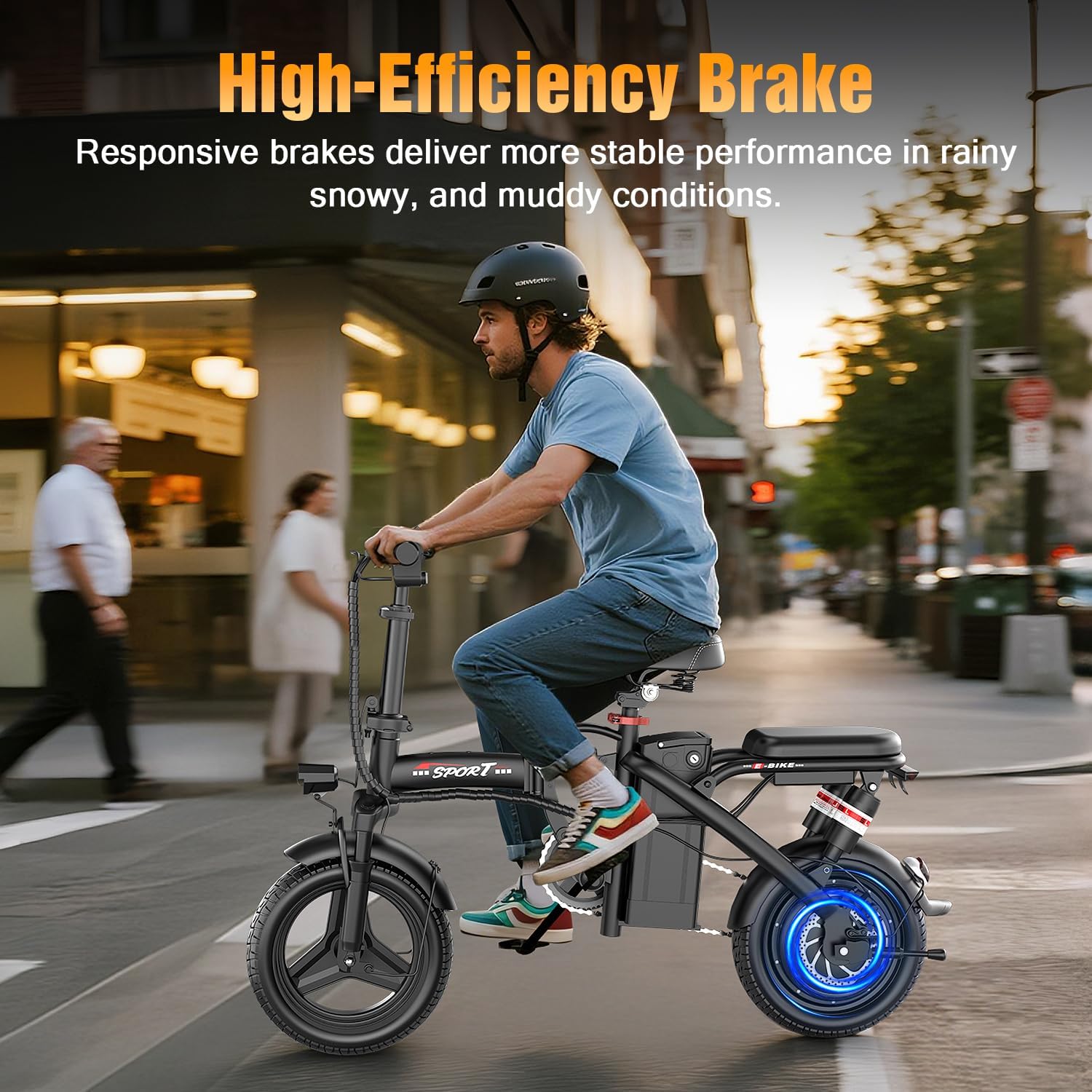 Image showing the high-efficiency braking system of the Misodo F30 electric bike.