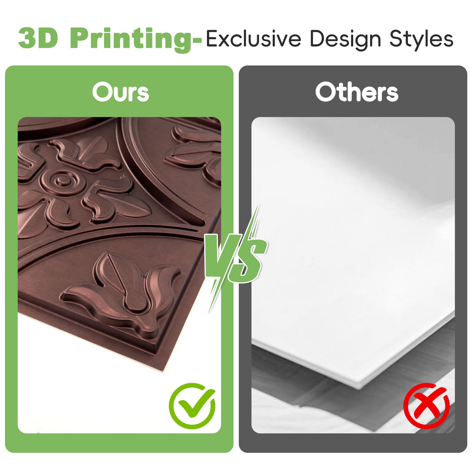 Art3d Pack of 12 Drop Ceiling Tiles 2x2, Glue-up Ceiling Panel, Suspended Ceilings Tiles Fancy Classic Style Antique Copper