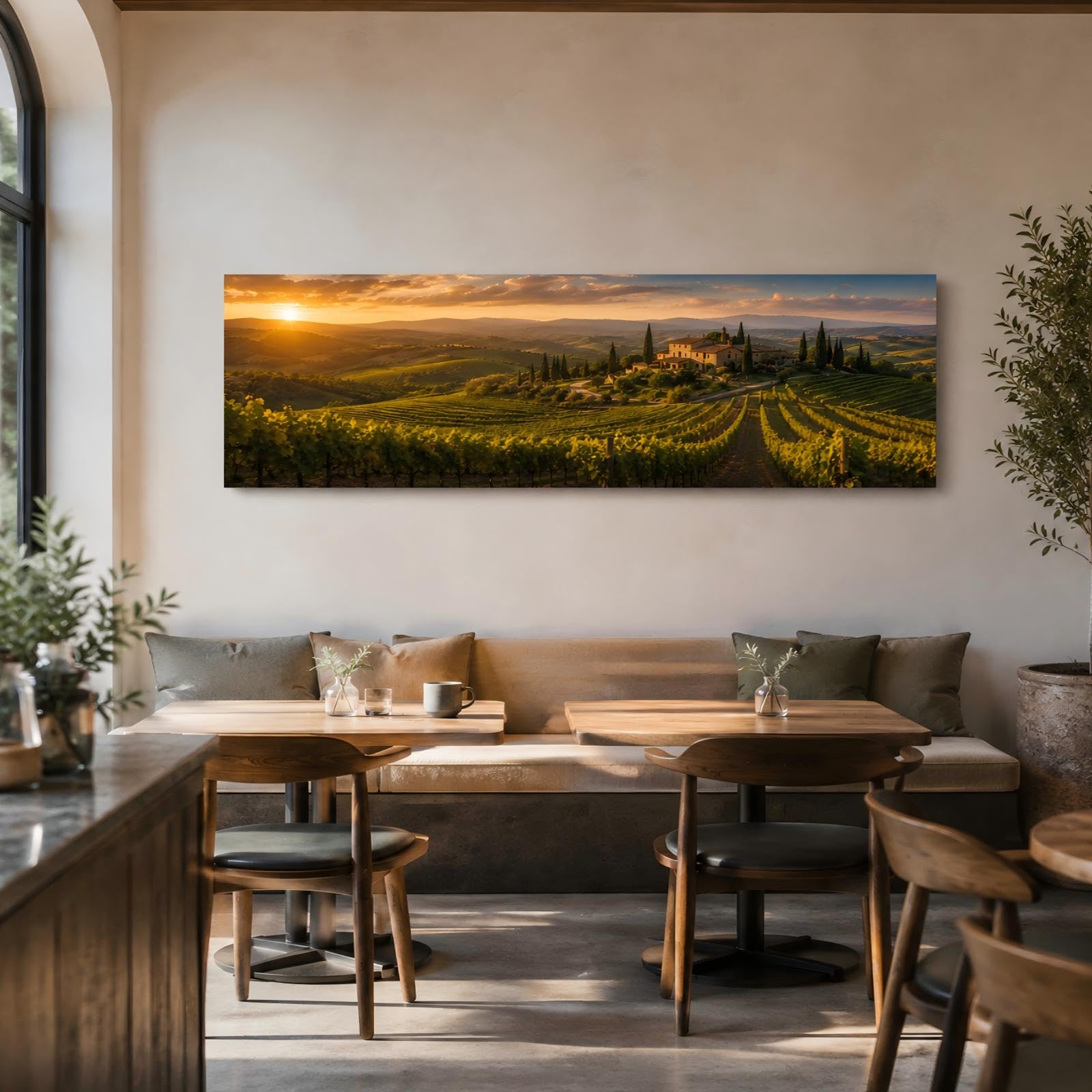 RGsixiot Cuadro en Lienzo Viñedo Toscano con Hacienda Panorámico Foto