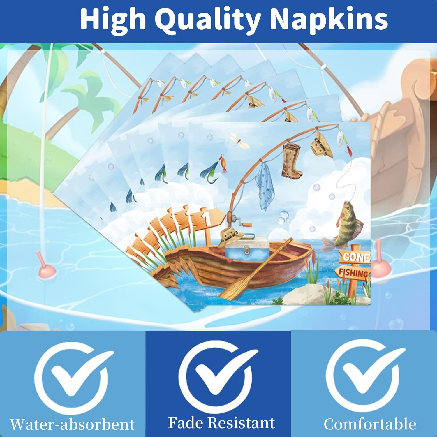 Rakuto Ofishally One Birthday Party Decorations, 96Pcs O Fishally One First Bday Paper Plates and Napkins Tableware Decoration Gone Fishing 1st Forks Decor Fish Themed 1 Years Old Supplies, Serve 24 - Image 3