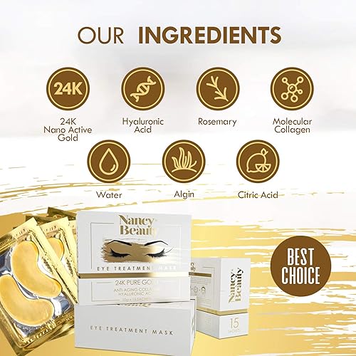 Miniatura 4 de Parches para debajo de los ojos, máscara de oro de 24 quilates, máscara de tratamiento para ojeras debajo de los ojos, tratamiento antiarrugas para