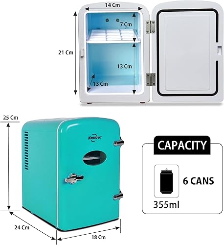 Miniatura 5 de Koolatron Mini nevera – Refrigerador para dormitorio, oficina, enfriador de bebidas portátil de mesa, refrigerador de 12 V 110 V para bebidas,