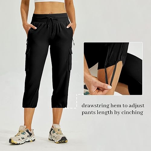 Miniatura 4 de Willit Pantalones de senderismo tipo cargo para mujer, con bolsillos, de secado rápido, ligeros, casuales al aire libre