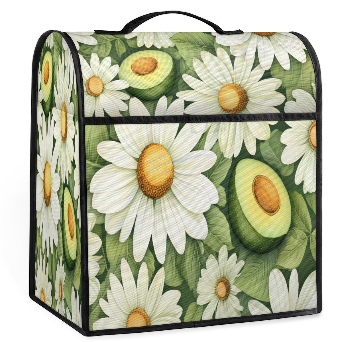 Coffee Maker Cover Daisy Avocado Kitchen Appliance Covers Small Appliance Covers Blender Cover Juicer Cover Dust Covers for Kitchen Appliances with Top Handle and Pockets,Washable,C903