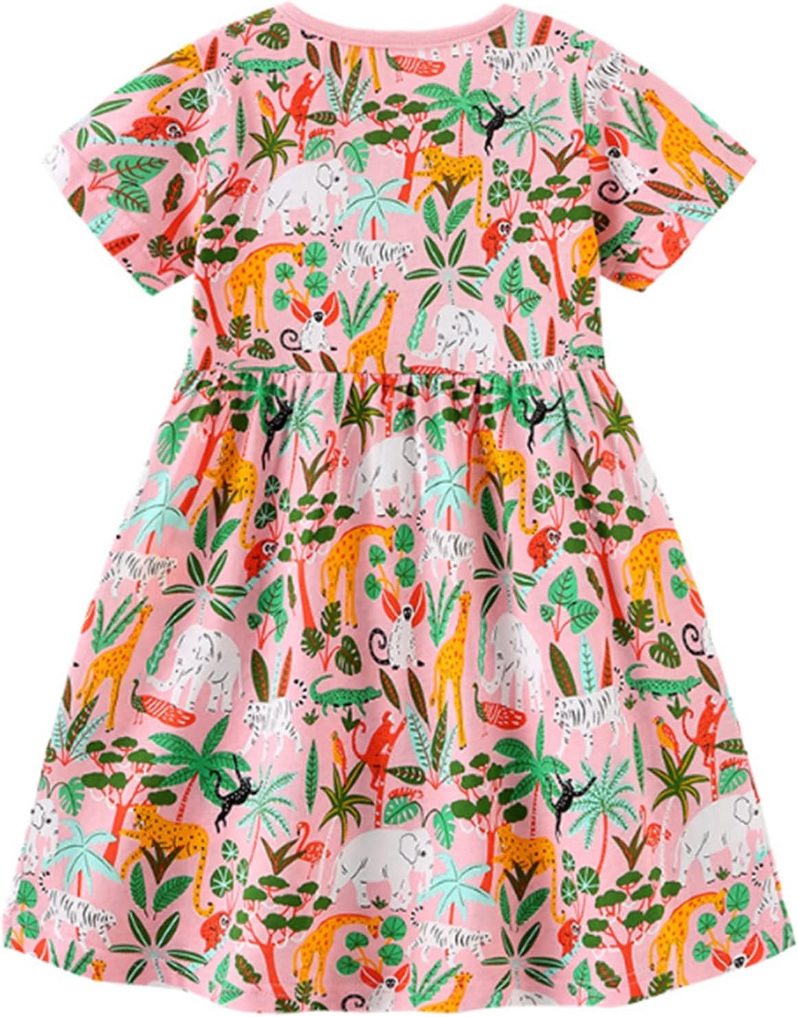 Little Girls Cotton Dresses Flutter Short Sleeve Summer Dress for 2-7 Years Old