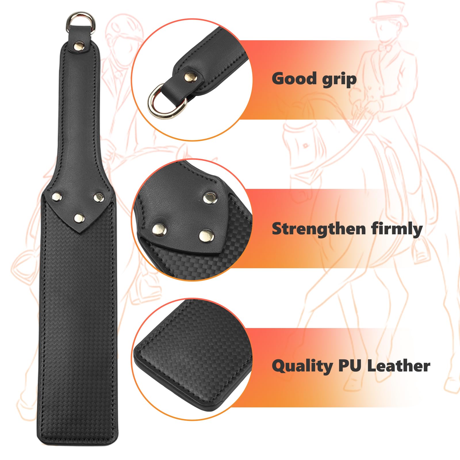 Cravache Noire en Cuir pour Cheval d'Équitation Dressage