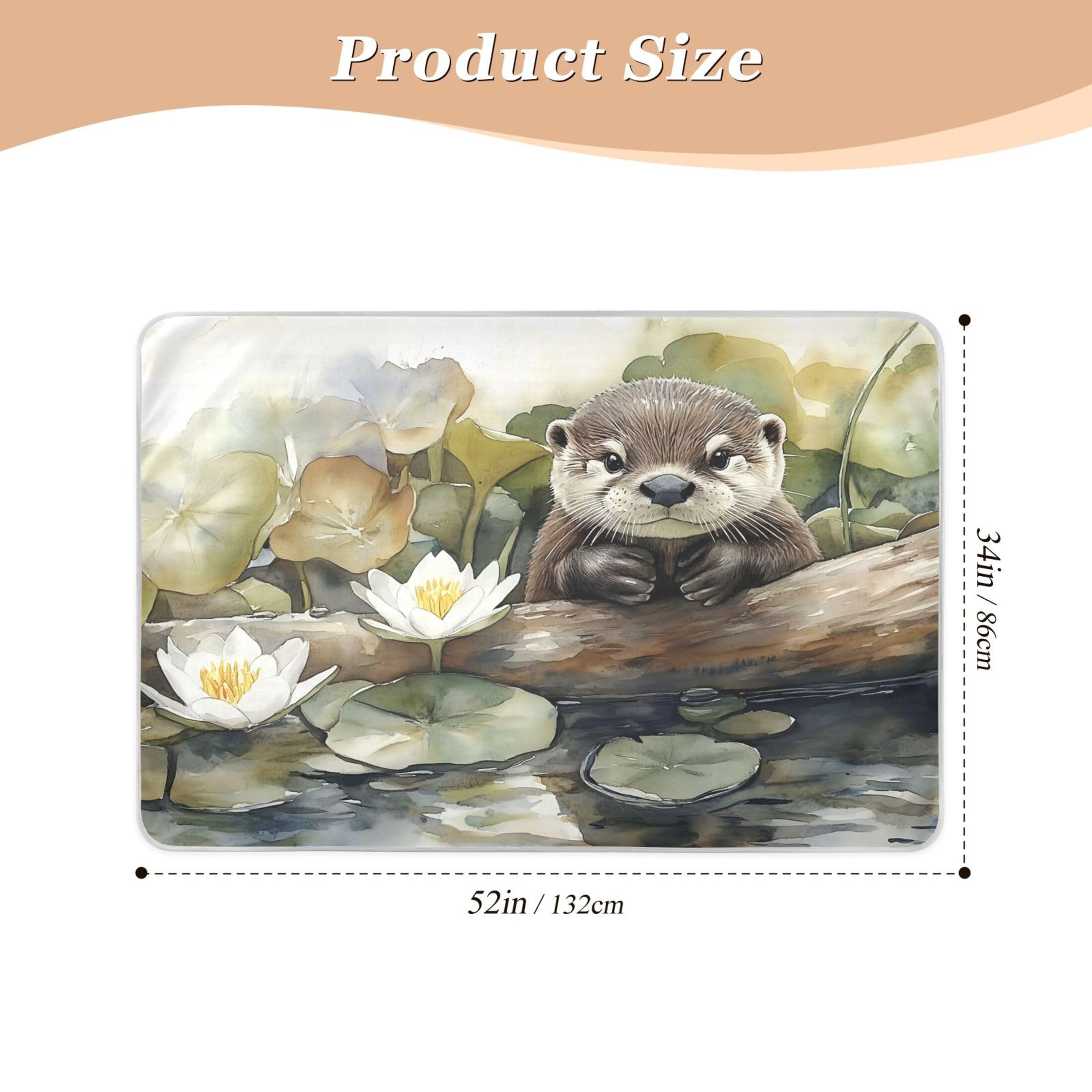 Takiito Otter in Pond Bed Pad Reusable Bed Underpad Washable Waterproof Leak-Proof Quick Dry Incontinence Pee Pad for Toddlers Kids Adults Pets 34x52 in