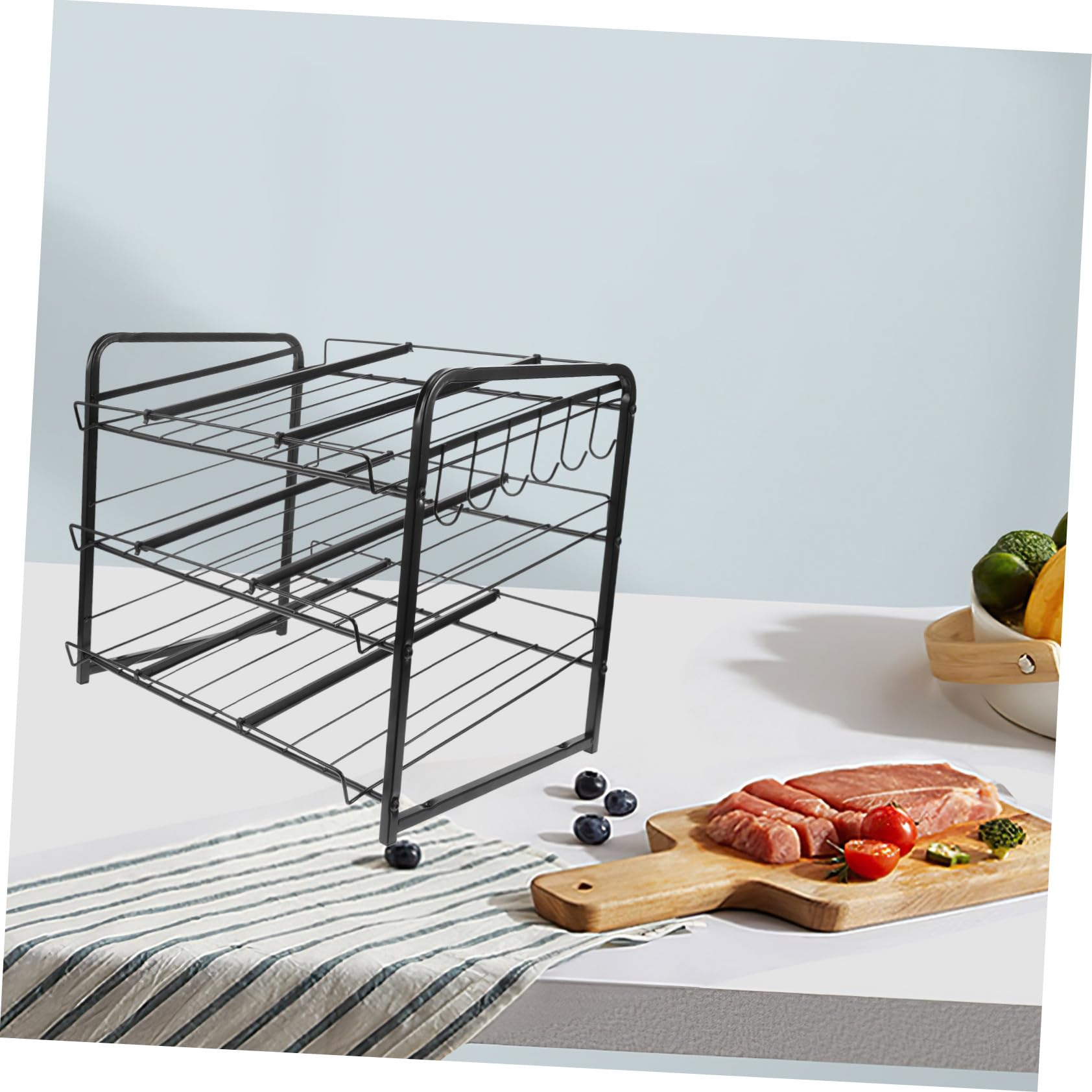 VALICLUD Organizzatore Lattine 3 Livelli in Acciaio Inox Nero