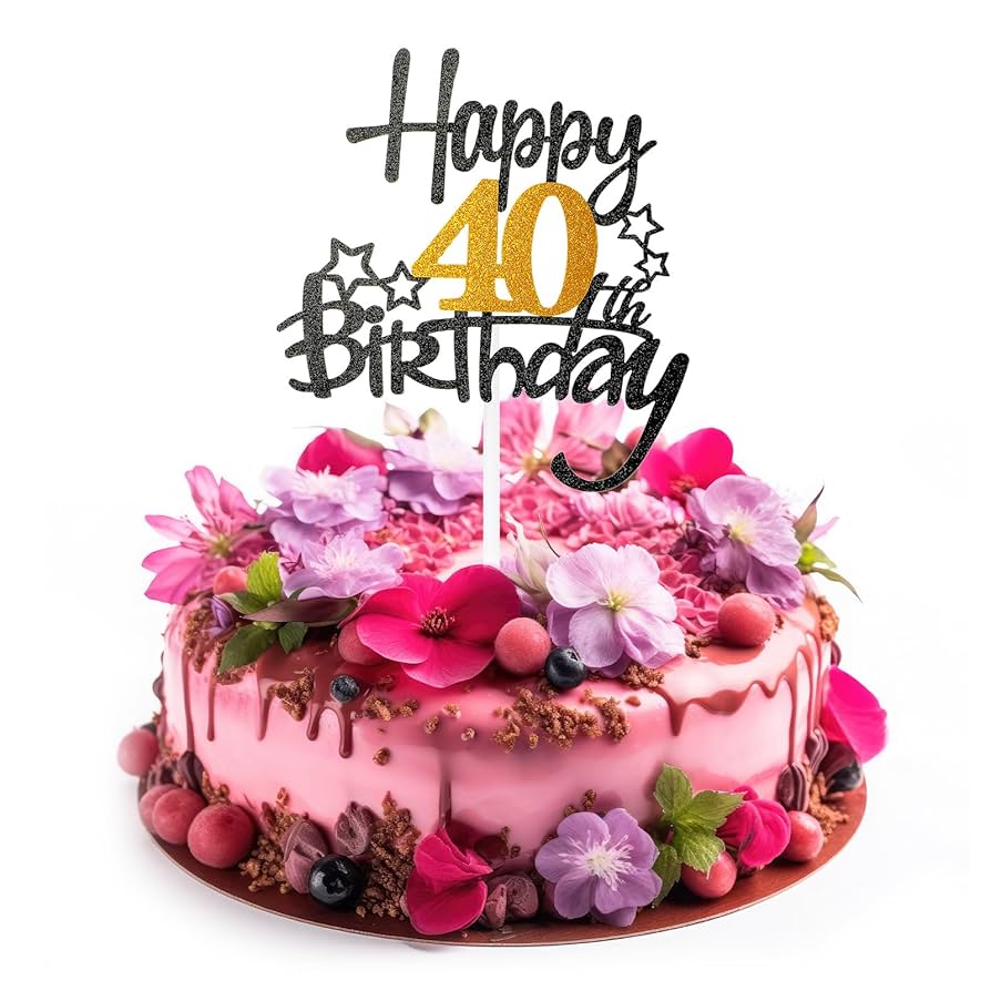Amazon.co.jp: AHQiZFX Happy 40th Birthdayケーキトッパー