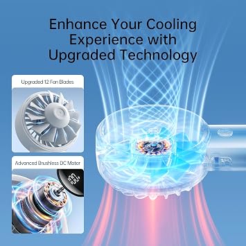 JISULIFE Handheld Portable Fan, 3600mAh Stronger and Longer-Lasting Battery