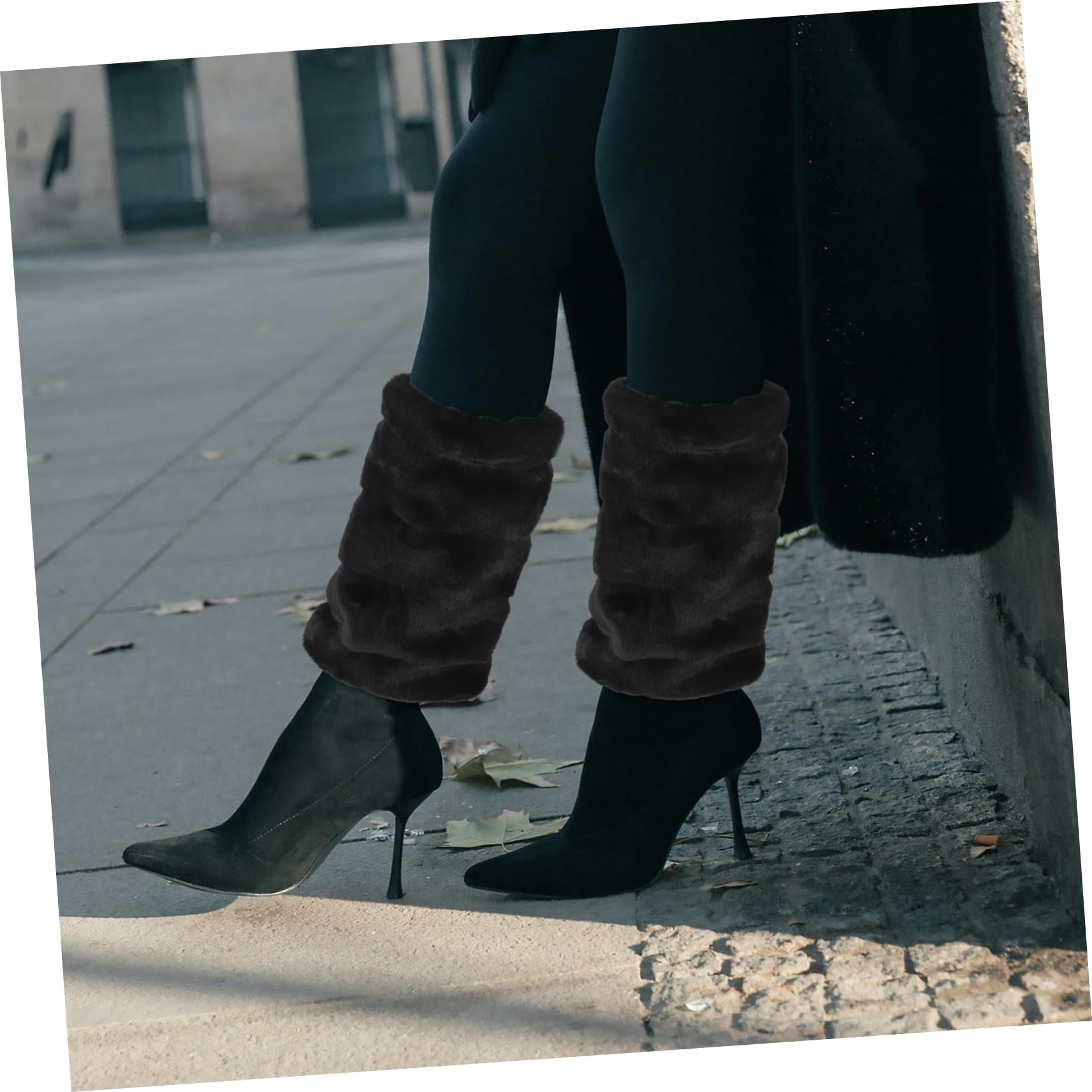 Garneck Calentadores de Piernas y Puños para Botas Mujer, Manguitos de Piel Sintética Negros, Cálidos y Peludos, Largos 30 Cm, para Invierno y Fiestas