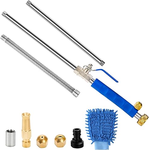 Hbaushun Varita de lavadora de alta presión, rociador de presión Hydro Jet, riego flexible de jardín con 3 boquillas, extremo de manguera universal,