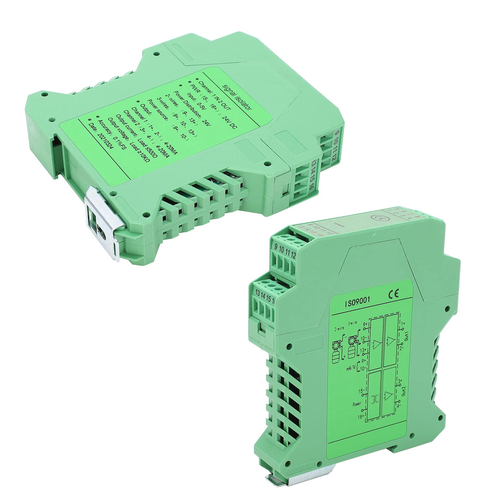Isolatore CC e Analogico - Isolatore di Segnale CC e Analogico con 1 Ingresso e 2 Uscite (0-5 V a 4-20 mA) per Montaggio su Guida DIN