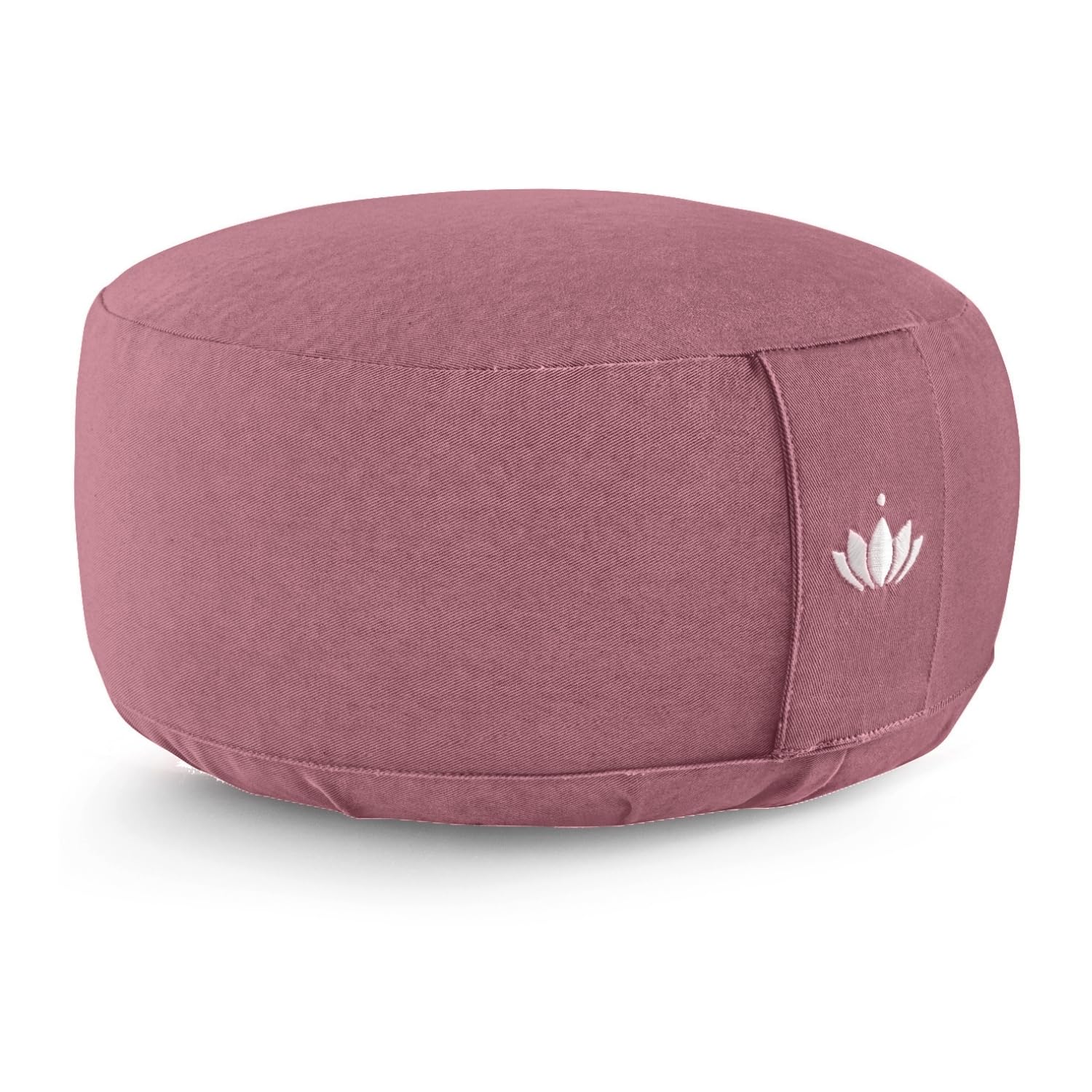 LOTUSCRAFTS® Meditationskissen mit 15cm Sitzhöhe, bestickt, Yoga Kissen mit Dinkelfüllung, Yogakissen Rund, Bodenkissen Rund, Yogakissen Meditationskissen, Bezug waschbar, GOTS zertifiziert