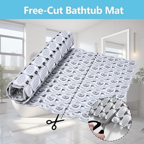 Miniatura 3 de Tapete de baño antideslizante para bañera, bañera, ducha, tapete para bañera, tapete para bañera, tapete de 27 x 16 pulgadas con potentes ventosas,