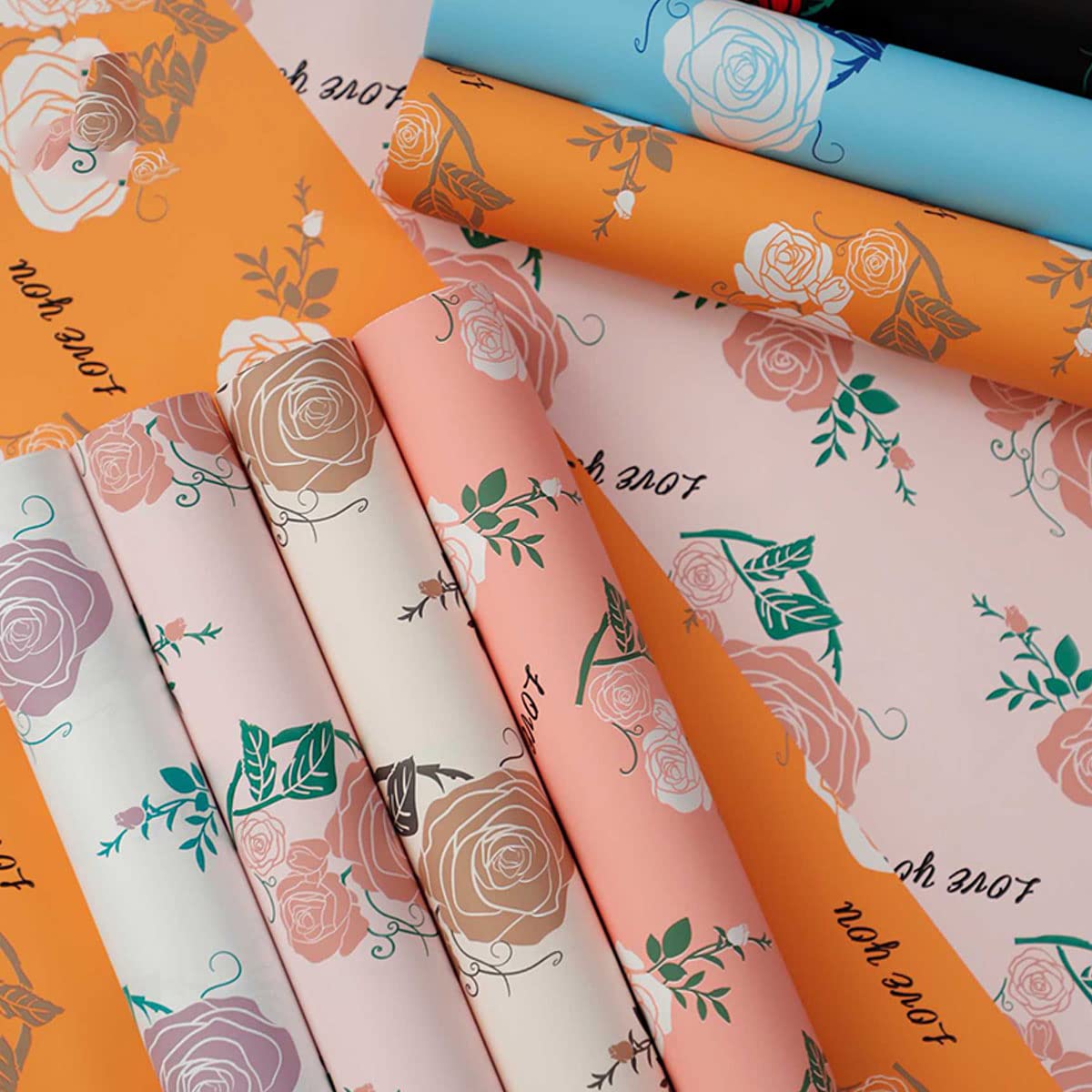 Papier kwiatowy na bukiety, papier do pakowania kwiatowy papier do pakowania bukiet świeżych kwiatów opakowanie na prezenty, kwiaty, pomarańczowy(Size:Pink)