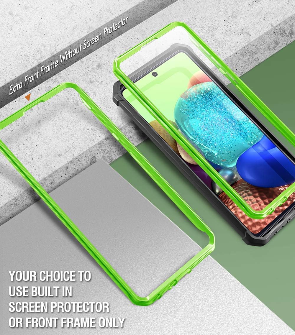 Poetic Guardian Series for Samsung Galaxy A71 5G Case, [Not Fit Verizon A71 5G UW] [Not Fit A71 4G] Full-Body Hybrid Shockproof Bumper Cover with Built-in-Screen Protector, Green/Clear