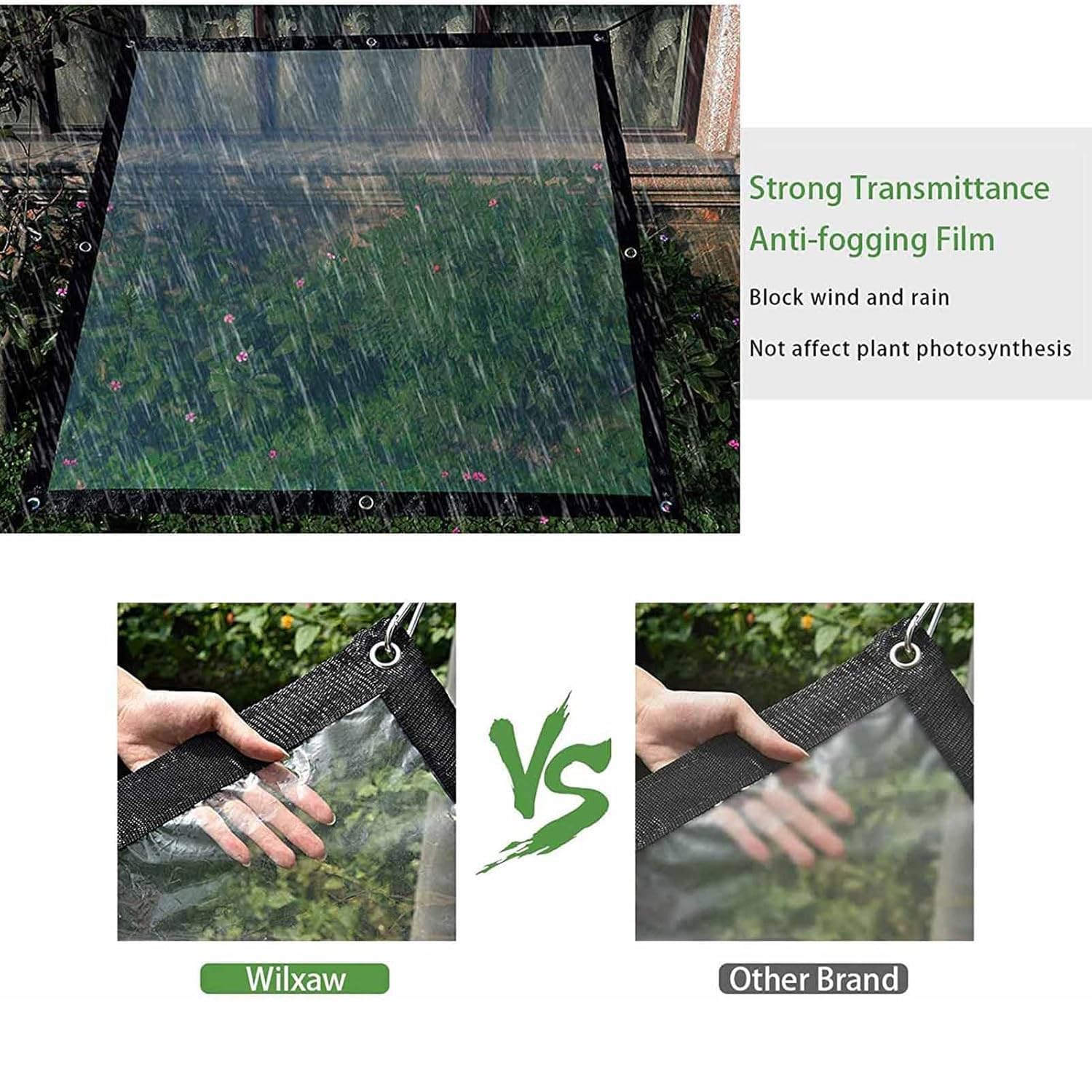 Transparente wasserdichte Pavillon Plane Seitenteile transparente Planenvorhänge Überdachung mit Ösen für Pergola Veranda Terrasse Carport,H*l,150x180m/5x6ft