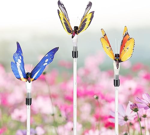 Miniatura 2 de Luces solares para jardín al aire libre paquete de 3 luces decorativas de mariposa solares IP65 luces solares impermeables que cambian de color para