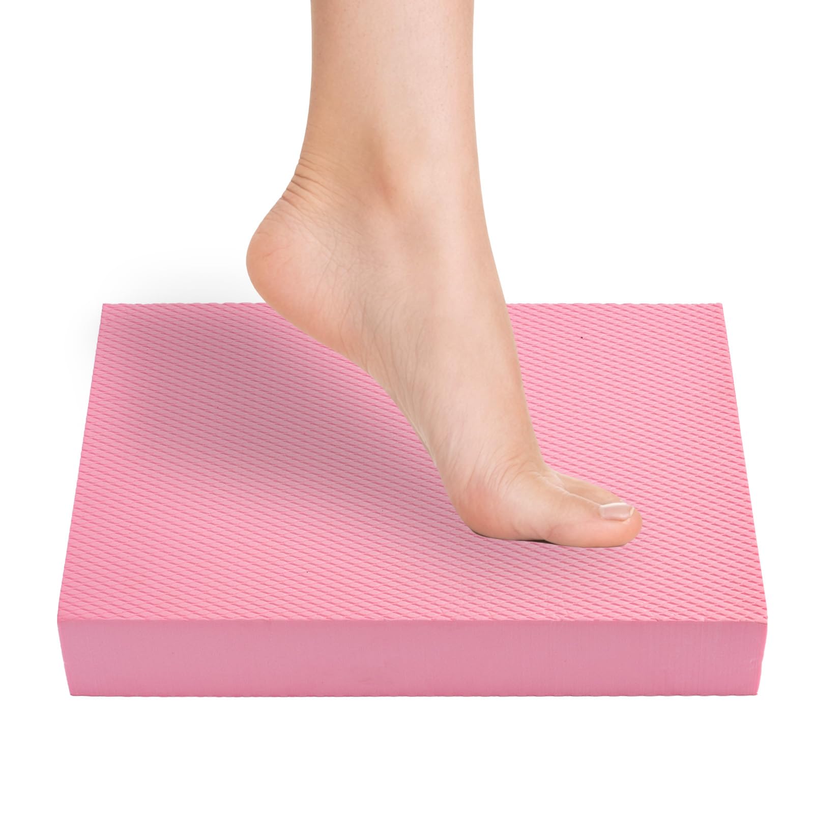 SUNNYNEST Foam Balance Pad Stability Training Cushion Non Slip Sweat Resistant Extra Thick TPE Exercise Mat for Physical Therapy Core Strength Sensory Integration Home Gym (Pink, 20x30x5cm)