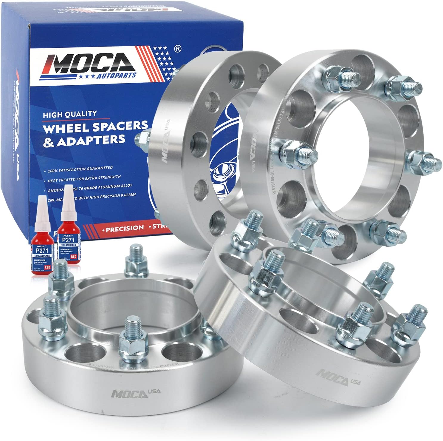 MOCA 4Pcs Hub Centric Wheel Spacers 1.5" Thick(38mm), 6x5.5(6x139.7mm), Hub bore 4.17" (106mm), M12x1.5 Studs fits Toyota Runner Tundra Tacoma, Sequoia, Fortuner, Commuter, for Lexus GX460 GX470