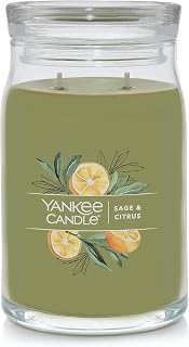 Sage & Citrus Scented, Signature 20oz Large Jar 2-Wick Candle, Over 60 Hours of Burn Time