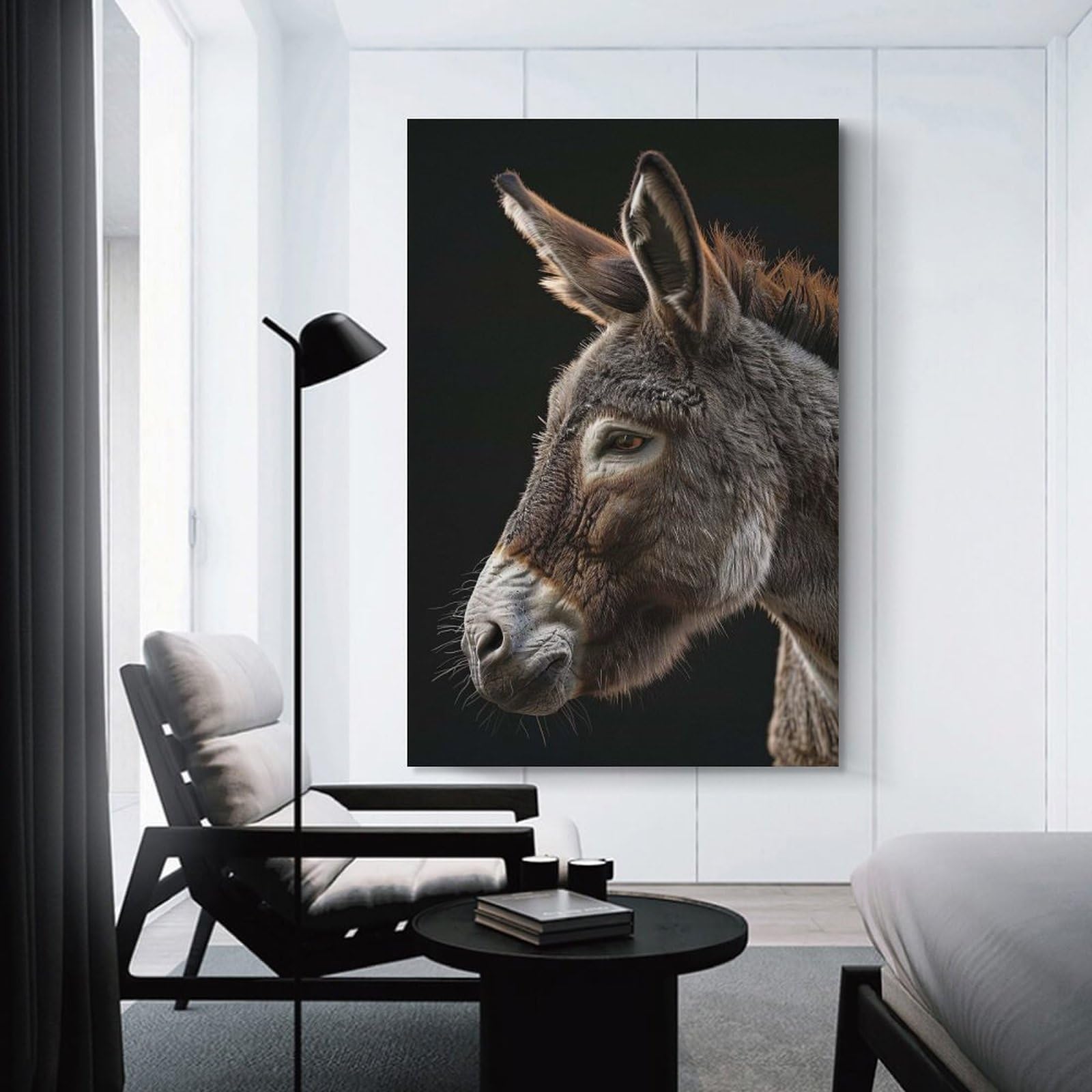 Junmoney Wall Picture Print Donkey, 24x36inch(60x90cm), for Living Room, Lounge Or Sitting Room, Modern Wall Decor for Cosy Interiors