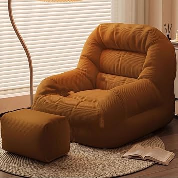 Large Bean Bag Chairs for Adults/Teens with Memory Foam Filling Comfy Bean Bag Sofa with Filler Included Soft Corduroy Lazy Sofa Couch Bean Bag Floor Cushion with Armrests for Living Room