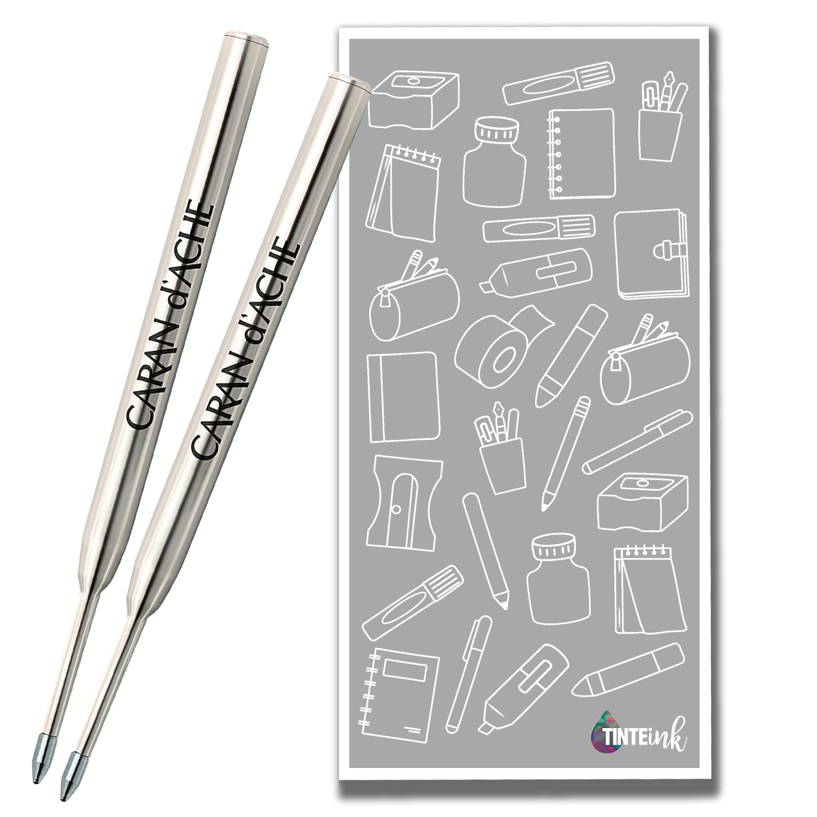 Caran D'ache Goliath Ballpoint Ball Pen Refill - Choose Blue or Black, Quantity and Line Width - Fine, Medium or Broad (2, Blue, Medium)